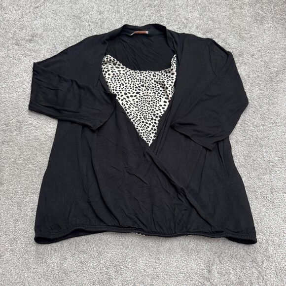 Claudia Richard Tops - Claudia Richard Wrap Blouse W/ Inner Lining Womens Medium Black Animal Print Top